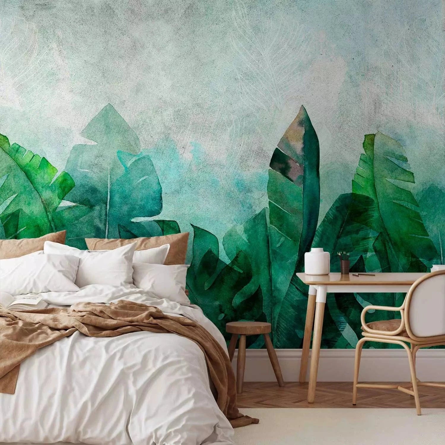 Fototapetes - Dabas poēzija – džungļu motīvs ar eksotiskām lapām G-ART