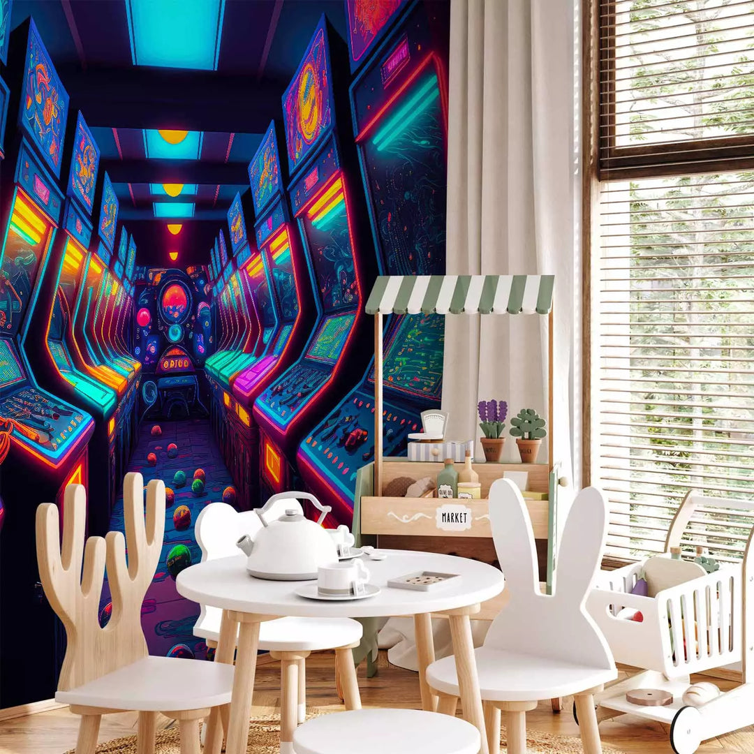 Fototapetes jauniešu istabai - Spēļu zona neona gaismā G-ART