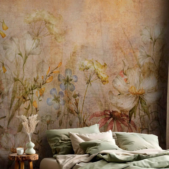 Fototapetes - Delikāti ziedi | krāšņa pļava ar savvaļas ziediem, brūnā G-ART