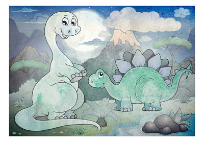 Wall Murals - Diplodocus and Stegosaurus on volcano background, 149234 G-ART