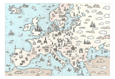 Valokuvatapetti - Euroopan kartta lapsille - mielenkiintoisia paikkoja ja nähtävyyksiä, 149217 G-ART