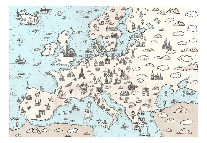 Fototapeet - Euroopa kaart lastele - huvitavad kohad ja vaatamisväärsused, 149217 G-ART