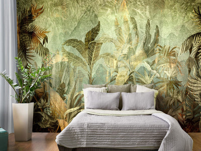 Wall Murals - Exotic vegetation in warm green colours, 143879 G-ART