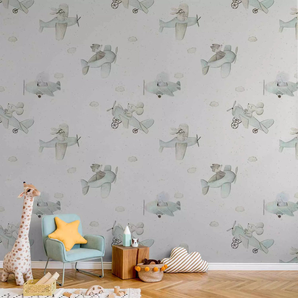 Fototapetes bērniem - Dzīvnieki - piloti lidmašīnās, 149206 G-ART