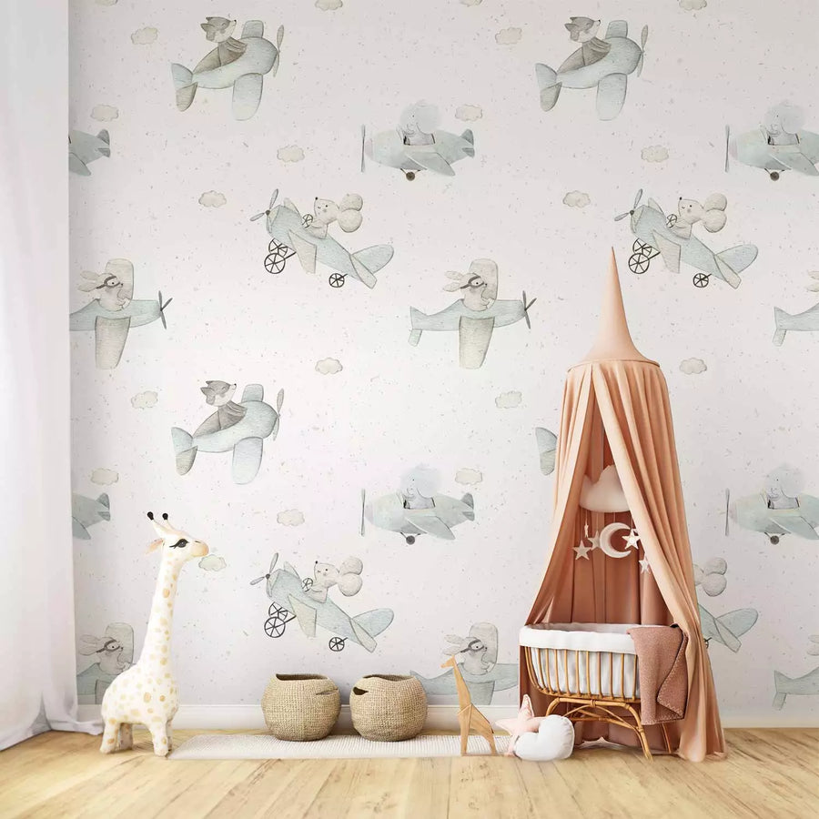 Fototapetes bērniem - Dzīvnieki - piloti lidmašīnās, 149206 G-ART