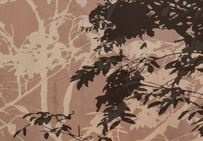 Fototapetes - Gaiši un tumši brūni koku zari uz brūnā fona, 148819 G-ART