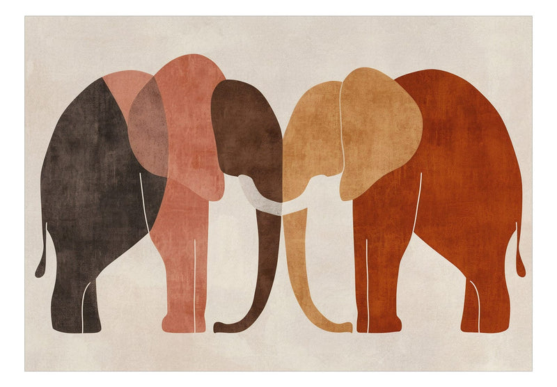 Fototapetes - Ģeometriskie ziloņi - kompozīcija terakotas krāsās, 159461 G-ART