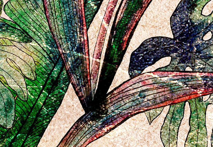Fototapetes viesistabai - Gepardi lec pāri eksotiskām lapām, 150969 G-ART