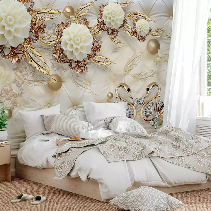 Fototapetes - Greznums - abstrakcija ar zelta ornamentiem G-ART