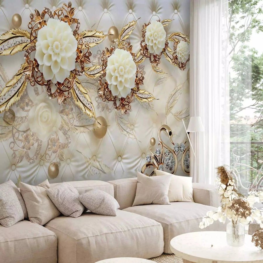 Fototapetes - Greznums - abstrakcija ar zelta ornamentiem G-ART