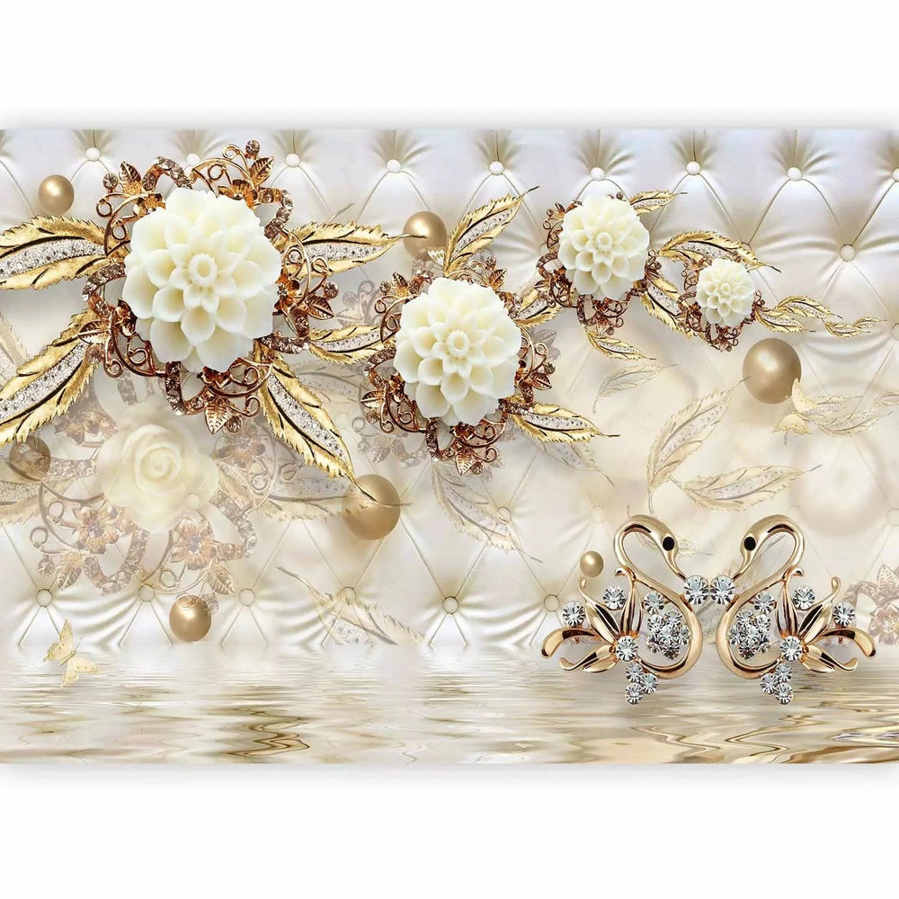 Fototapetes - Greznums - abstrakcija ar zelta ornamentiem G-ART