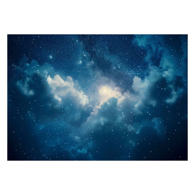 Valokuvatapetti kattoon - Kuu tummansinisellä taustalla tähtien ja pilvien kanssa, 159913 G-ART