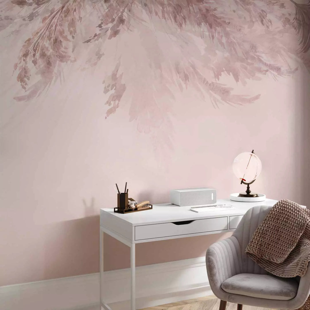 Fototapetes guļamistabai ar dabisku rakstu rozā krāsā - 143841 G-ART
