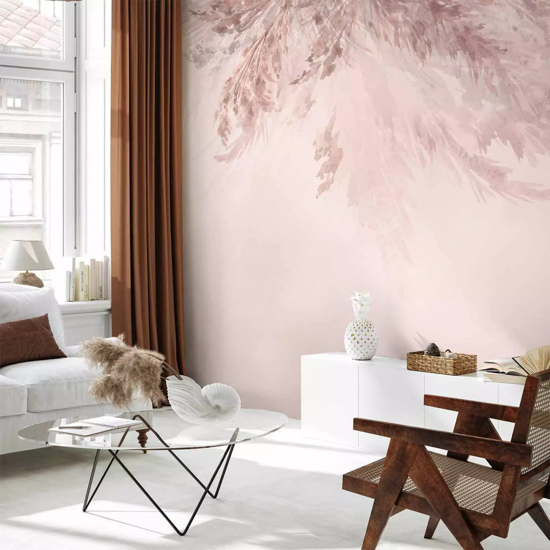 Fototapetes guļamistabai ar dabisku rakstu rozā krāsā - 143841 G-ART