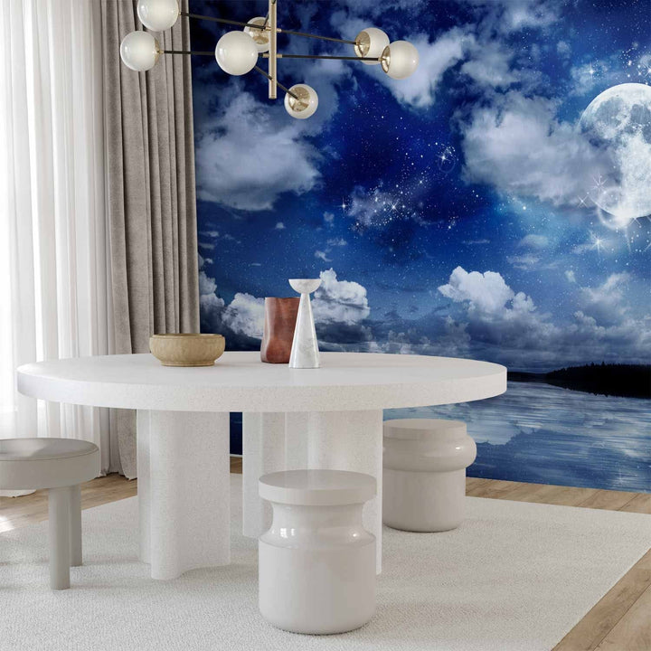 Fototapetes guļamistabai tumši zilā krāsā - Nakts debesis - 59853  G-ART