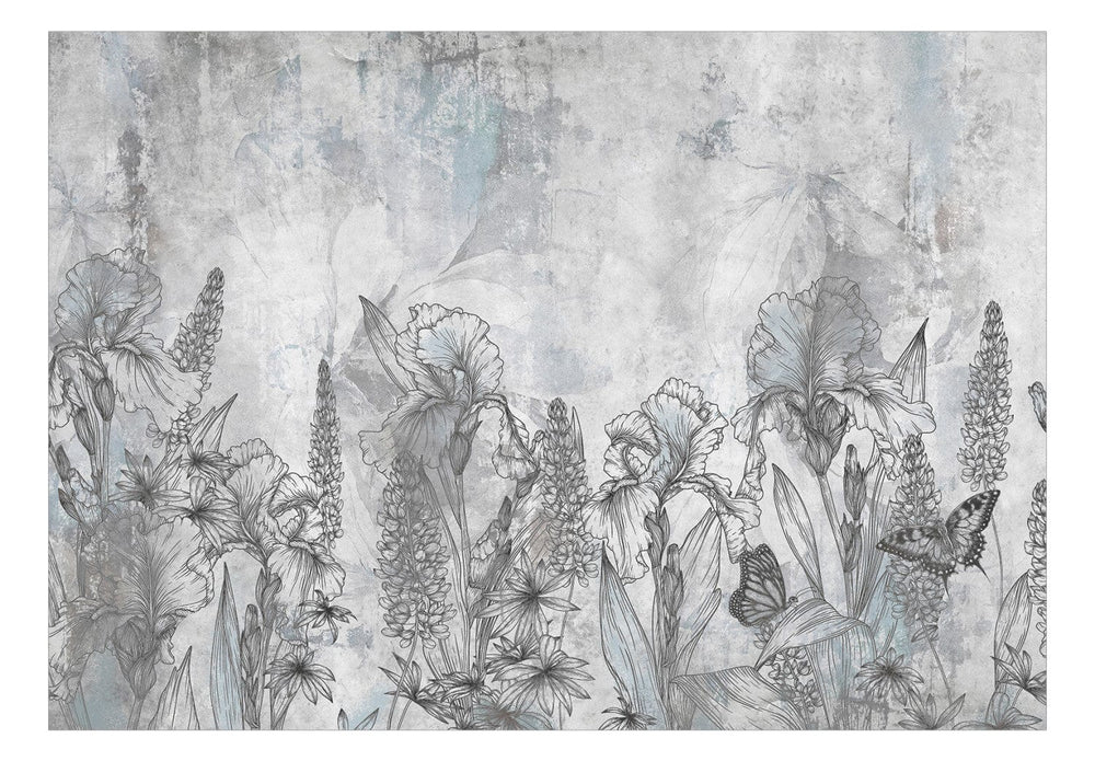 Fototapetes - Īrisi starp citiem ziediem uz akmens fona - 151289 G-ART