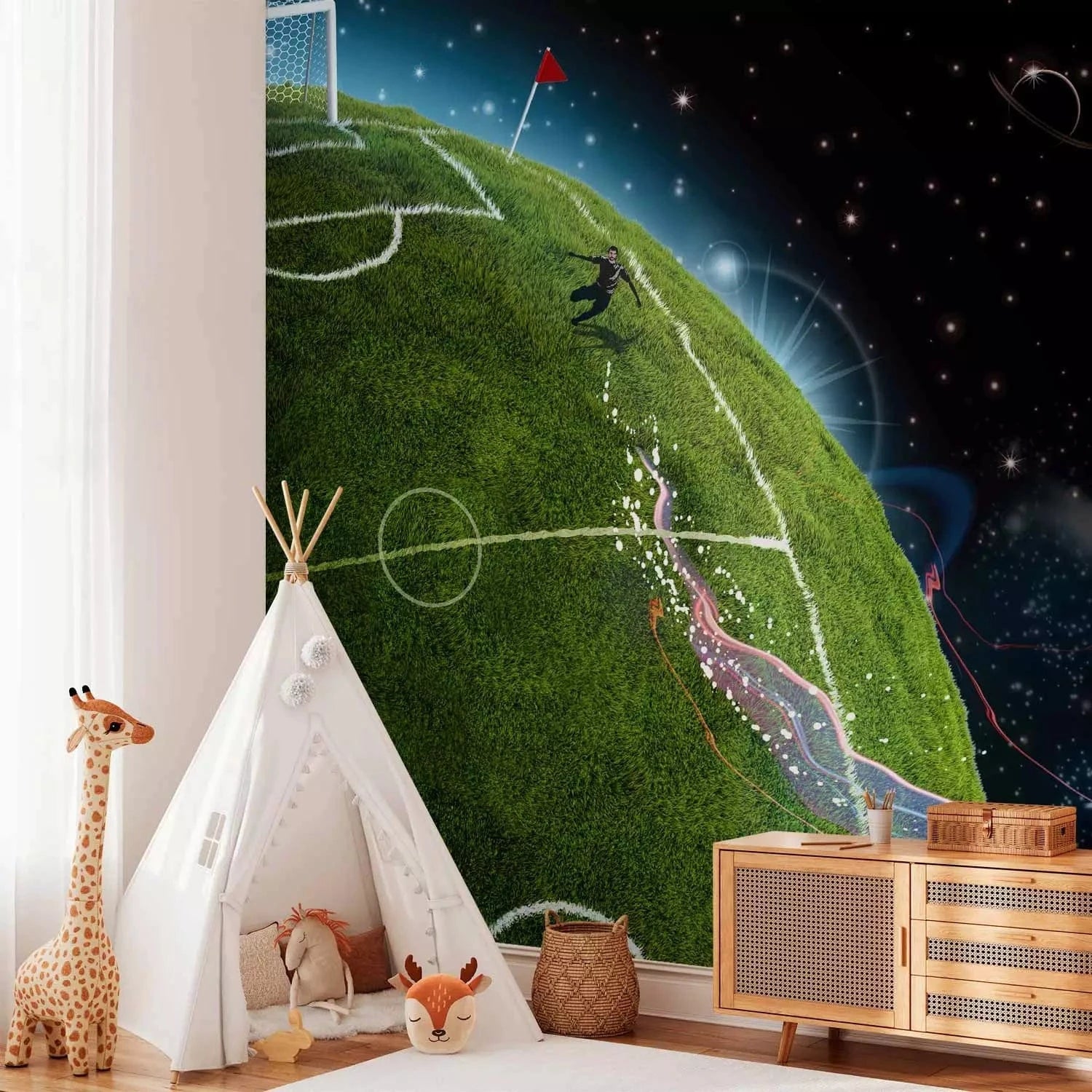 Fototapetes jauniešu istabai - Futbols - Kosmosa spēle - pasūtīt G-ART