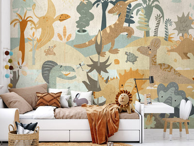 Wall Murals - Fun dinosaurs in pastel colours, 149233 G-ART