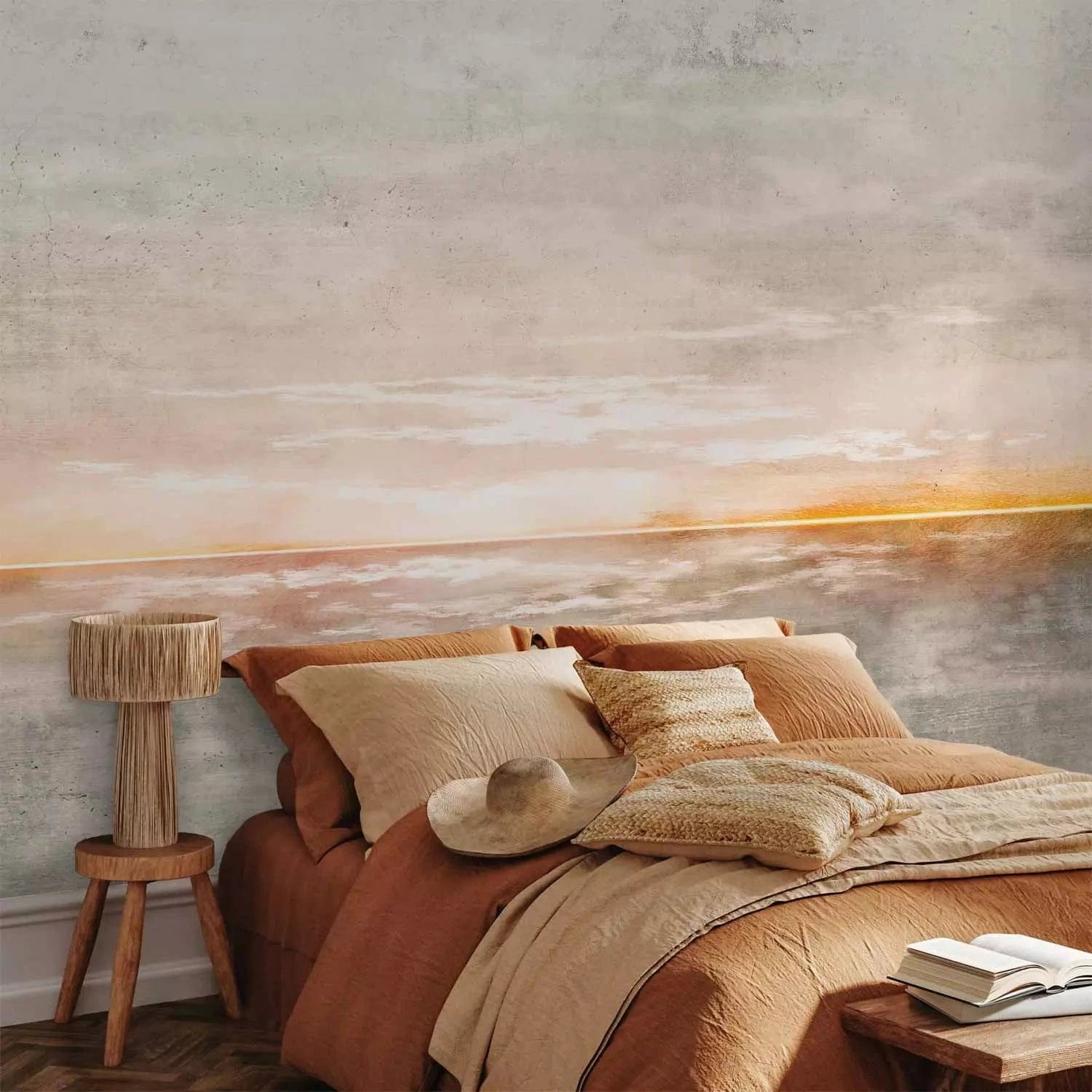 Fototapetes - Jūras ainava siltos saules staros - pelēkā/dzeltenā G-ART