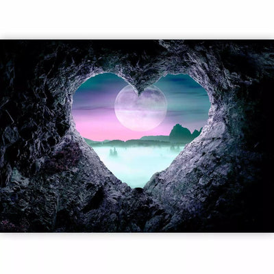 Wall Murals - Mountain landscape with full moon and heart motif G-ART