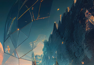 Fototapetes - Kalnu ainava stikla lodē ar planētām, 150679 G-ART