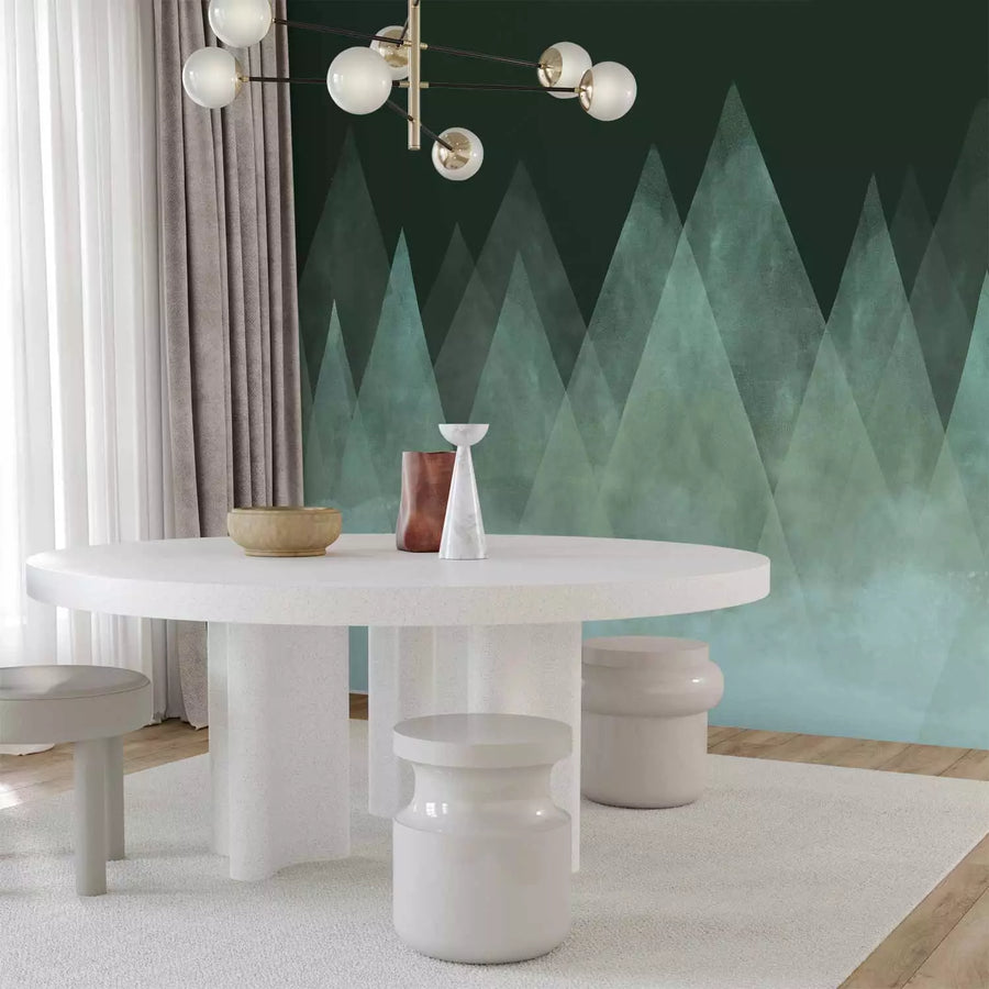 Fototapetes - Kalnu trīsstūri - Ainava ar abstrakciju tumšās krāsās G-ART