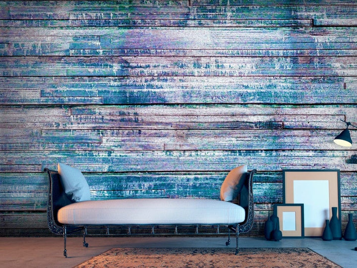 Fototapetes ar koka dēļiem zilā krāsā G-ART