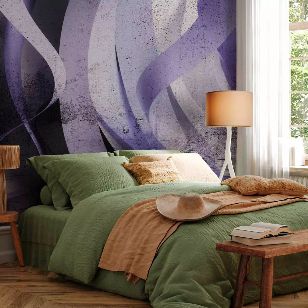 Fototapetes - Kompozīcija ar abstrakciju, kurā attēloti viļņi - veiolētā G-ART