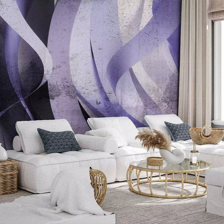 Fototapetes - Kompozīcija ar abstrakciju, kurā attēloti viļņi - veiolētā G-ART