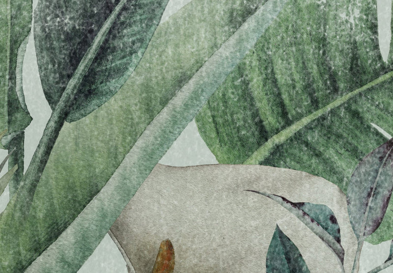 Fototapetes - Kompozīcija ar džungļu lapām un ziediem, 142310 G-ART