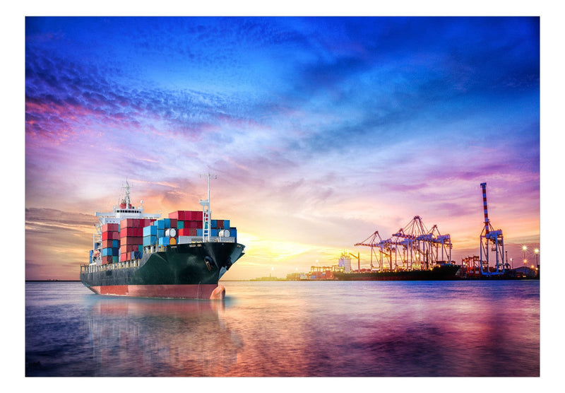 Wall Murals - Container ship on sunset background, 150974 G-ART