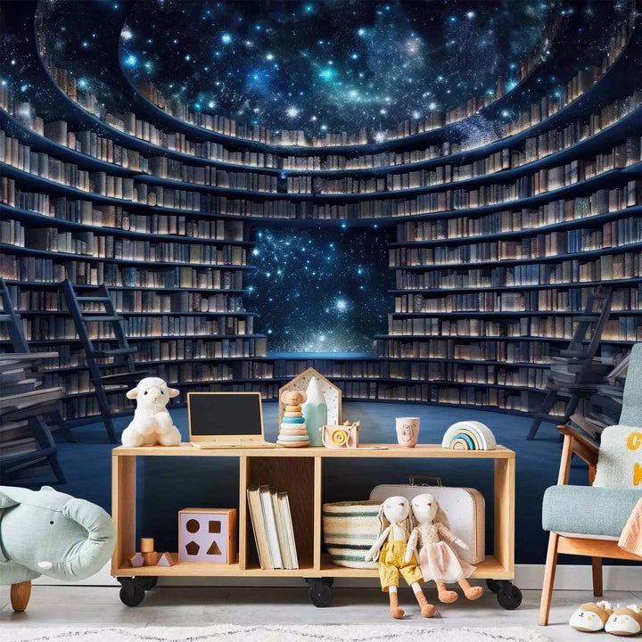 Fototapetes - Kosmiska bibliotēka ar zvaigžņotām debesīm, 150670 Tapetenshop.lv