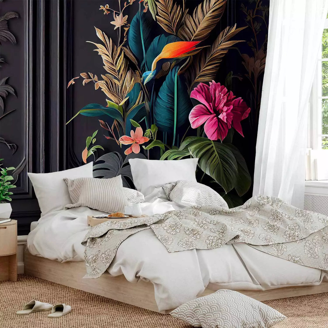 Fototapetes - Krāsaina eksotiska kompozīcija uz tumša fona - 150890 G-ART