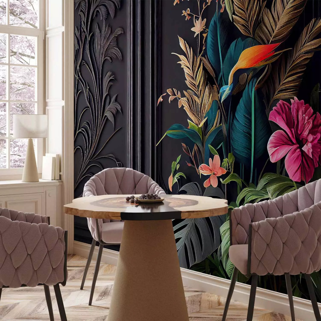 Fototapetes - Krāsaina eksotiska kompozīcija uz tumša fona - 150890 G-ART