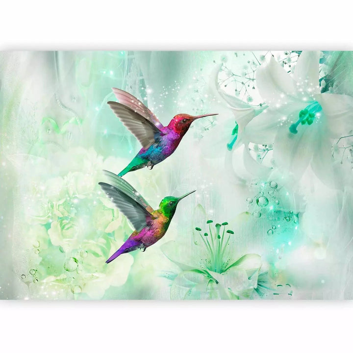 Fototapetes - Krāsaini kolibri uz zaļa fona - pasūtīt online G-ART