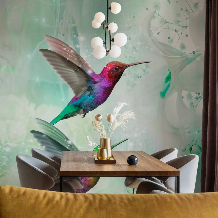 Fototapetes - Krāsaini kolibri uz zaļa fona - pasūtīt online G-ART