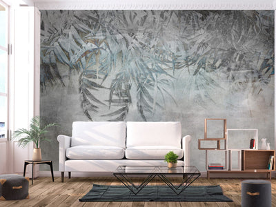Wall Murals - Leaves in shades of grey, 142708 G-ART