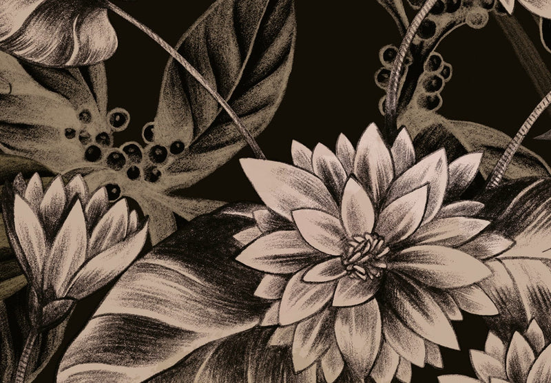 Fototapetes - Lapas un ziedi tumšās krāsās, 151522 G-ART