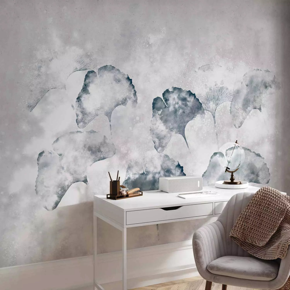 Fototapetes - Lapas uz pelēka fona - bez smaržas G-ART