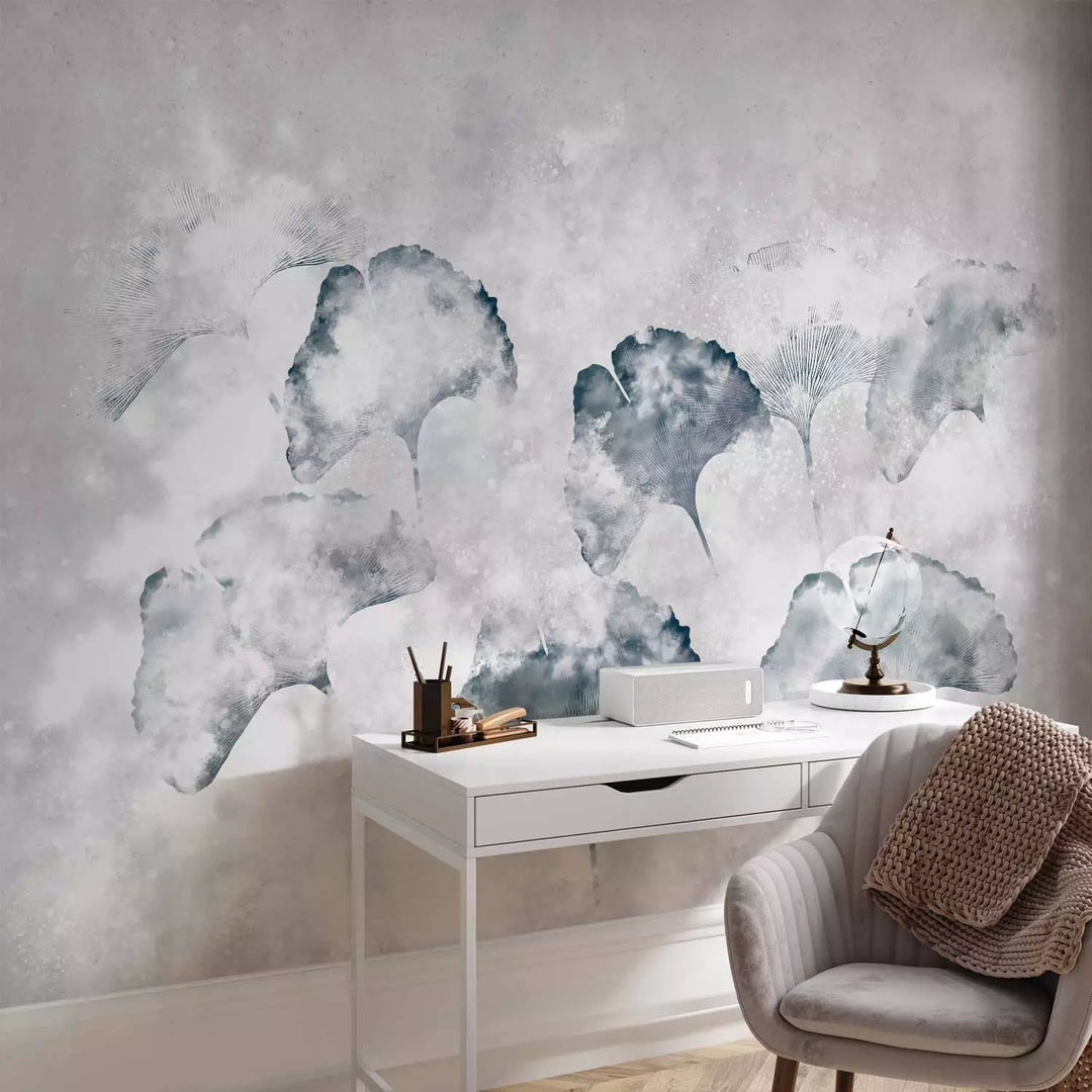 Fototapetes - Lapas uz pelēka fona - bez smaržas G-ART