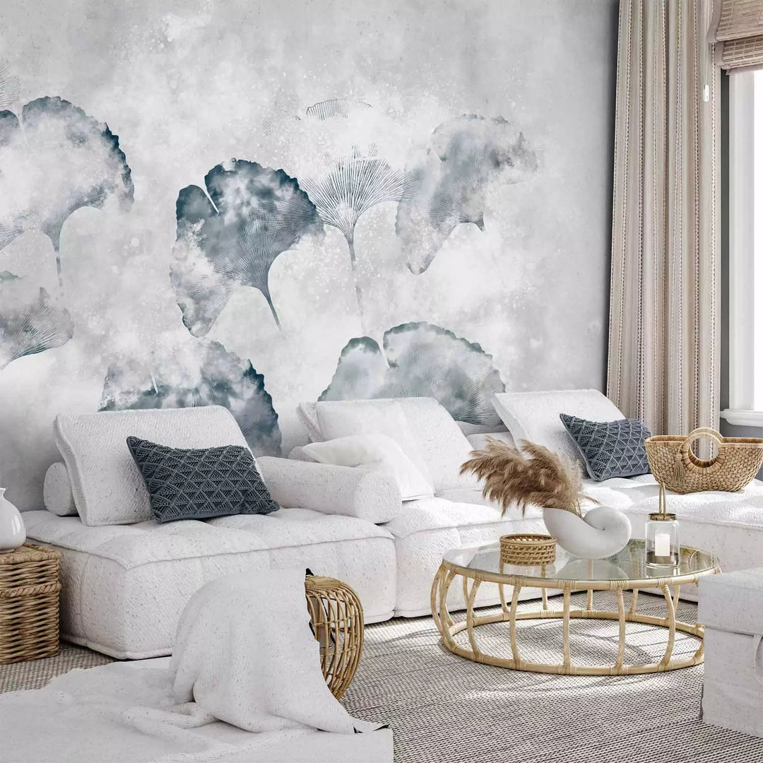 Fototapetes - Lapas uz pelēka fona - bez smaržas G-ART