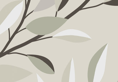 Wall Murals - Leaves on warm grey, 142524 G-ART