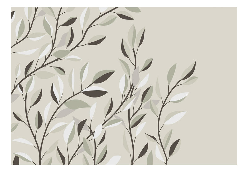 Wall Murals - Leaves on warm grey, 142524 G-ART