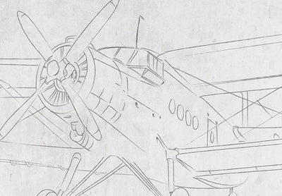 Fototapeet - Lennukite ja õhupallide visandid hallil taustal, 150316 G-ART
