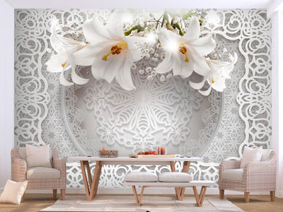 Fototapetes ar lilijam un ornamentu G-ART