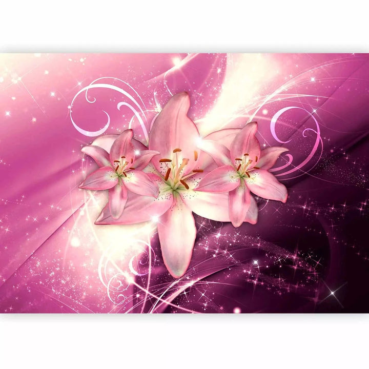 Fototapetes - Lilijas uz abstrakta violeta fona - 92907  G-ART