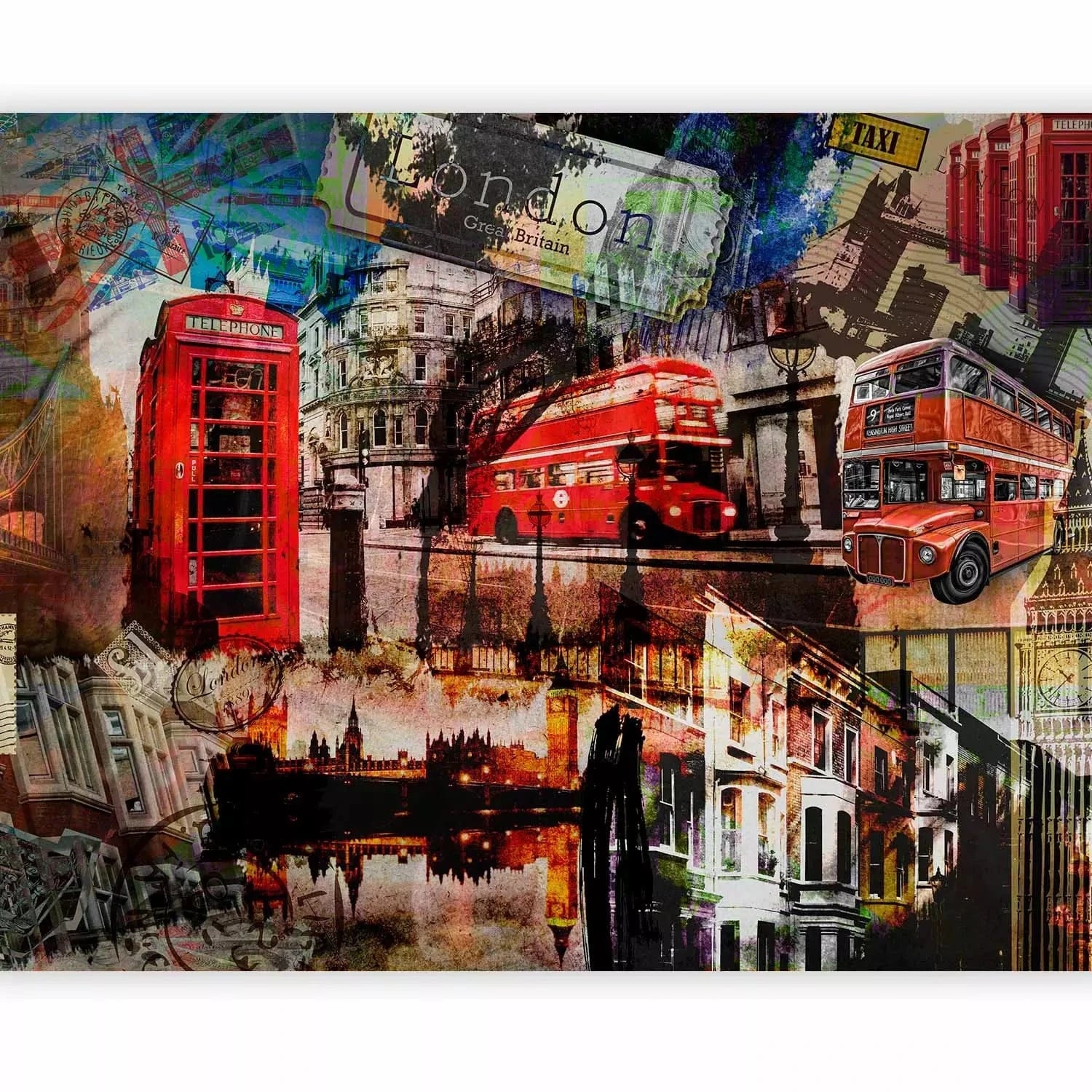 Fototapetes - kolāža ar Londonas arhitektūru un autosportu G-ART