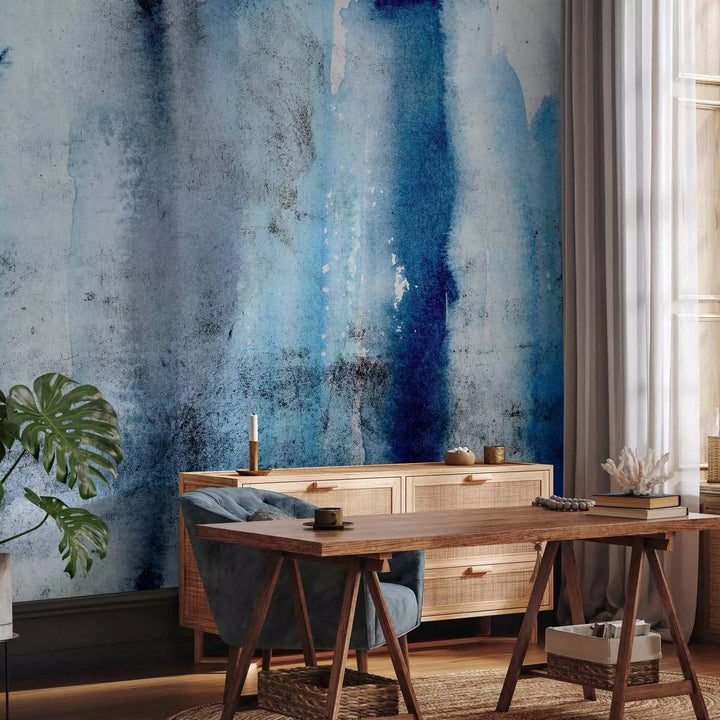 Fototapetes - Mākslinieciska siena zilā akvareļu krāsā - 148936 G-ART