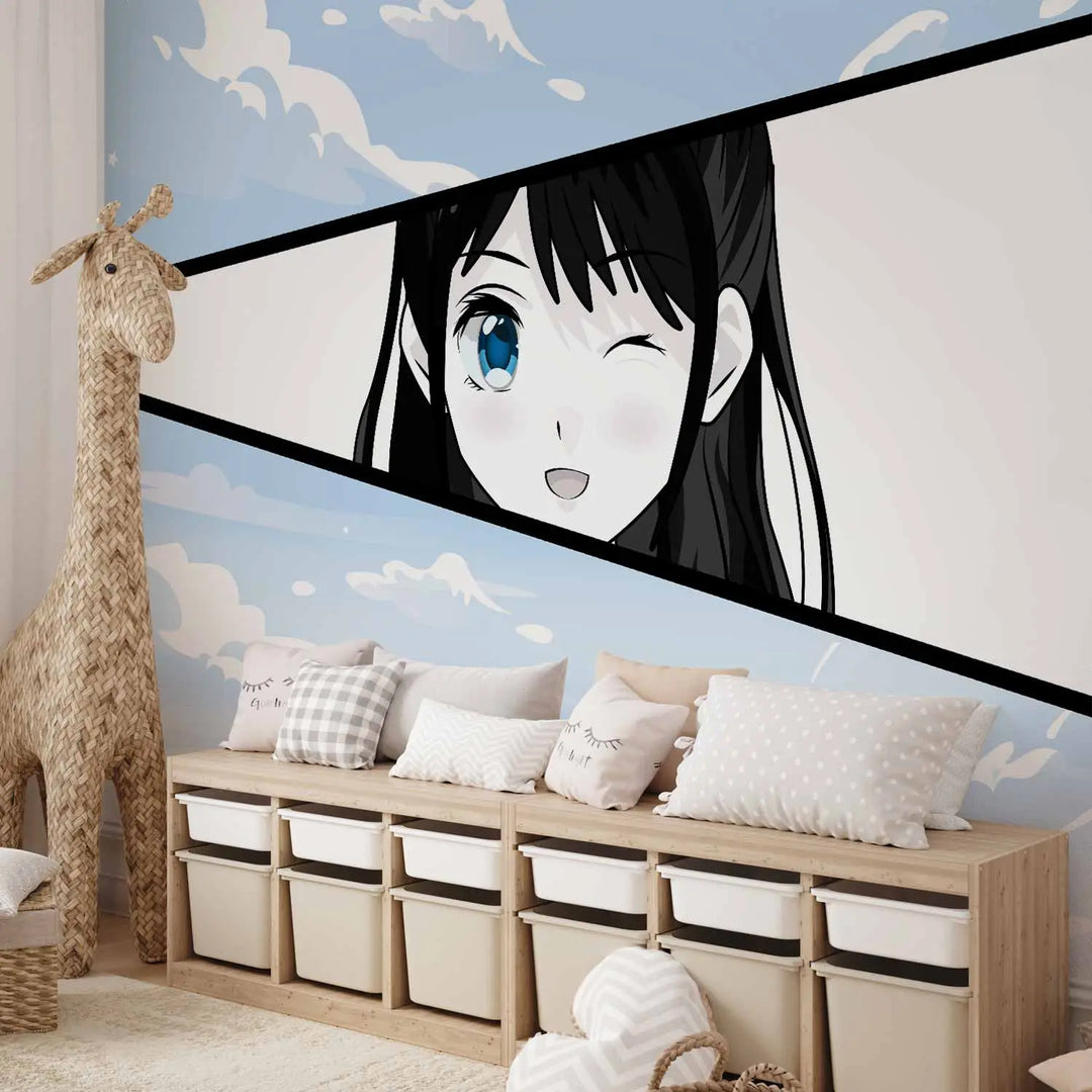 Fototapeet - Manga stiilis tüdruk sinisel taevataustal, 145509