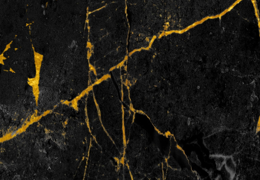 Fototapetes ar melnu marmoru un zelta dzislām, moderns raksts G-ART